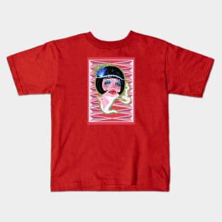 Psychedelic Art Deco Digital Portrait Kids T-Shirt